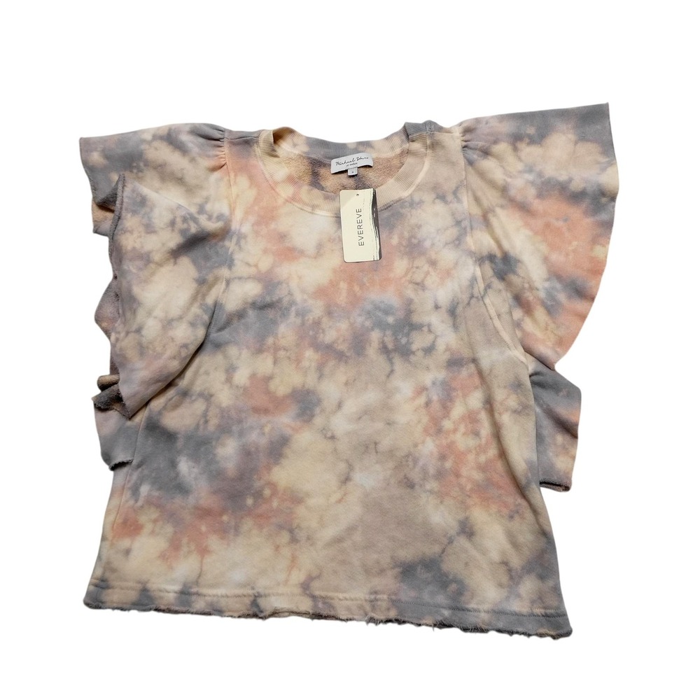 Michael Stars Shirt Womens Small Multicolor Ariana Flutter Sleeve Sweatshirt
